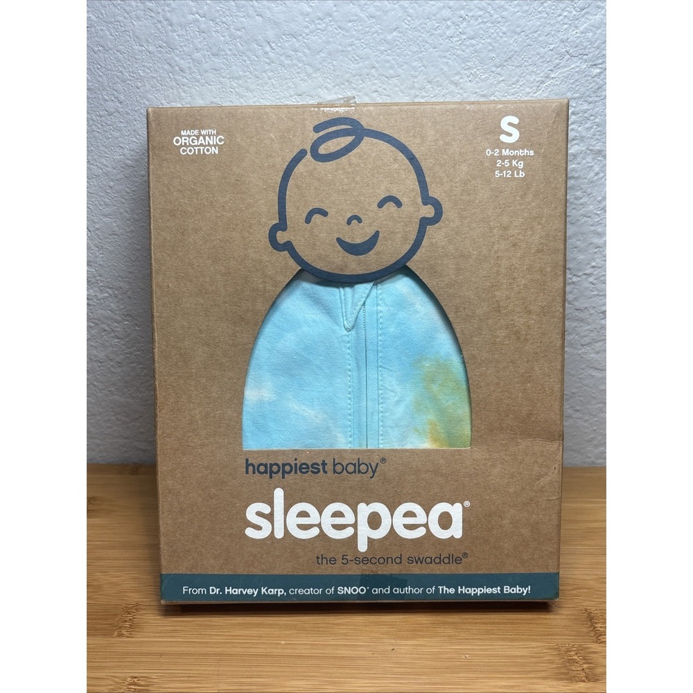 New Sleepea 5-Second Swaddle 100% Organic Cotton Baby tie dye‎ sm 0-2 months